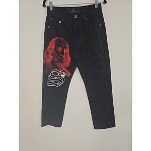 NWT Skys Da Limit men 32X30 jeans black Benjamin Franklin‎ graphic grunge street